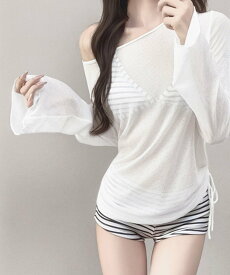 【SALE／36%OFF】miniministore ボーダー柄ビキニ水着3点セットレディース ミニミニストア 水着・スイムグッズ 水着 ホワイト
