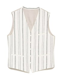 【SALE／50%OFF】H.I.P. by SOLIDO 【タトラス公式店】LINEN WIDE STRIPE GILET タトラスコンセプトストア トップス ベスト・ジレ ホワイト【送料無料】