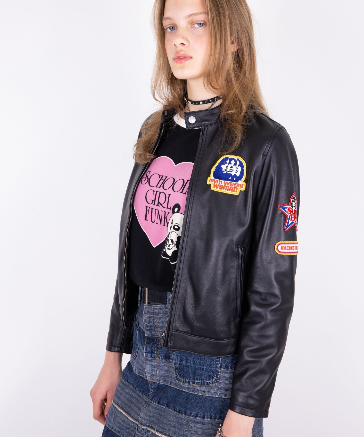 HYSTERIC GLAMOUR｜CAFE RACERワッペン ラムレザーシングルライダース