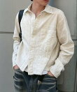 【Chikashitsu +】pigment cut off shirt / クロップド 長袖 シャツ