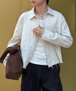 【Chikashitsu +】pigment cut off shirt / クロップド 長袖 シャツ