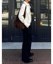 【Chikashitsu +】pigment cut off shirt / クロップド 長袖 シャツ