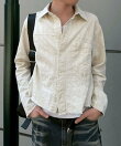 【Chikashitsu +】pigment cut off shirt / クロップド 長袖 シャツ