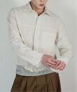 【Chikashitsu +】pigment cut off shirt / クロップド 長袖 シャツ