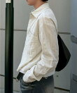 【Chikashitsu +】pigment cut off shirt / クロップド 長袖 シャツ