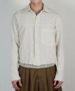 【Chikashitsu +】pigment cut off shirt / クロップド 長袖 シャツ