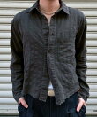 【Chikashitsu +】pigment cut off shirt / クロップド 長袖 シャツ