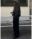 【Chikashitsu +】pigment cut off shirt / クロップド 長袖 シャツ