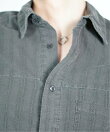 【Chikashitsu +】pigment cut off shirt / クロップド 長袖 シャツ