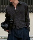 【Chikashitsu +】pigment cut off shirt / クロップド 長袖 シャツ