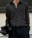【Chikashitsu +】pigment cut off shirt / クロップド 長袖 シャツ