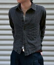 【Chikashitsu +】pigment cut off shirt / クロップド 長袖 シャツ