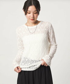【SALE／10%OFF】UNITED ARROWS green label relaxing 【WEB限定】＜at ease＞レース プルオーバー カットソー ユナイテッドアローズ グリーンレーベルリラクシング トップス カットソー・Tシャツ ブラック ホワイト
