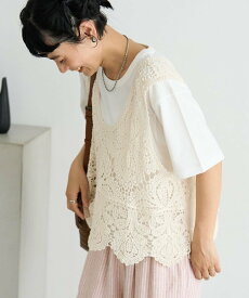 FREAK'S STORE 【セットアイテム】レースベスト Tシャツセット フリークスストア トップス カットソー・Tシャツ ホワイト ブラック【送料無料】
