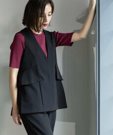 【SALE／40%OFF】OPAQUE.CLIP フリルペプラムジレ/セットアップ対応可【洗濯機洗い可】 オペークドットクリップ トップス ベスト・ジレ ブラウン ブラック【送料無料】