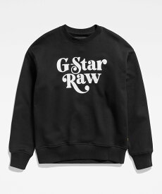 G-Star RAW 【公式ショップ】UNISEX FOXY BOXY SWEAT/オーバーサイズグラフィックロゴスウェット ジースターロゥ トップス スウェット・トレーナー ブラック【送料無料】
