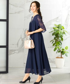 AddRouge 【選べる着丈】＜ラッフル袖＞ドレス ワンピース ロング丈 結婚式 演奏会 アッドルージュ ワンピース・ドレス ワンピース ブラック ピンク グレー ネイビー ブルー【送料無料】