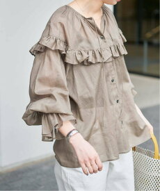 Spick & Span 《予約》コットンラミーローンフリルブラウス スピックアンドスパン トップス シャツ・ブラウス カーキグリーン ベージュ ネイビー【送料無料】