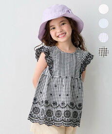 【SALE／50%OFF】ANY KIDS 【新色追加】ひんやり レース刺繍ブラウス エニィ トップス シャツ・ブラウス ホワイト ブルー ブラック パープル