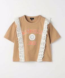 【SALE／40%OFF】UNITED ARROWS green label relaxing カレッジ ロゴフリルTシャツ 100cm-130cm ユナイテッドアローズ アウトレット トップス カットソー・Tシャツ ブラウン ネイビー