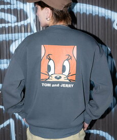【SALE／20%OFF】improves TOM&JERRY トムとジェリー プリント 裏起毛 スウェット トレーナー インプローブス トップス スウェット・トレーナー グレー