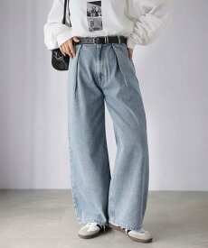 【SALE／28%OFF】Riberry デニムタックカーブパンツ リベリー パンツ ジーンズ・デニムパンツ ブラック ネイビー ブルー【送料無料】
