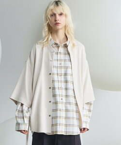 MAISON SPECIAL Dryamundsen KIMONO V-collar Prime-Over Side Gathers Short Sleeve Shirt ���]���X�y�V���� �g�b�v�X �V���c�E�u���E�X �u���b�N �O���[�y���������z