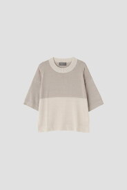 MARGARET HOWELL BLOCK COTTON LINEN SILK マーガレット・ハウエル トップス ニット ブラック ホワイト【送料無料】