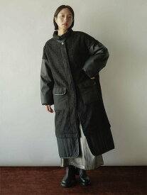 【SALE／9%OFF】RADIATE 異素材ミックスロングコート ラシュッド ジャケット・アウター その他のジャケット・アウター カーキグリーン ブラック【送料無料】