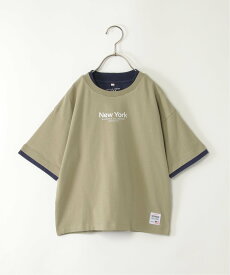 【SALE／5%OFF】ikka 襟袖フェイクBIGTシャツ(120~160cm) イッカ トップス カットソー・Tシャツ グリーン ブラック