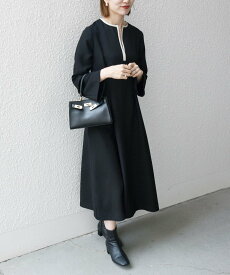 SHIPS any SHIPS any: ダブルクロス ウエスト タック Aライン ワンピース [NAVY BLUE] シップス ワンピース・ドレス ワンピース ベージュ ネイビー ブラック ブラウン【送料無料】