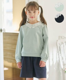 組曲 KIDS 【110-140cm】レースカラー トレーナー クミキョク トップス スウェット・トレーナー ネイビー グリーン【送料無料】