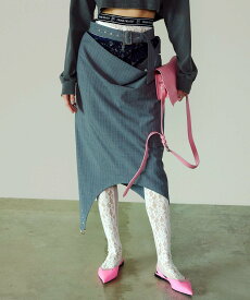 【SALE／50%OFF】PRANK PROJECT レースレイヤードスカート / Lace Layered Skirt プランク プロジェクト スカート ミディアムスカート グレー ネイビー【送料無料】