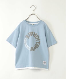 【SALE／5%OFF】ikka 裾レイヤープリントT(120~160cm) イッカ トップス カットソー・Tシャツ ブルー ホワイト グレー グリーン