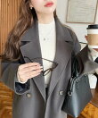 ニットメルトンサイドスリットロングチェスターコート