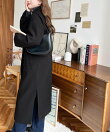 ニットメルトンサイドスリットロングチェスターコート