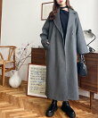 ニットメルトンサイドスリットロングチェスターコート
