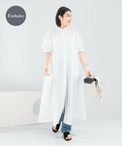 URBAN RESEARCH ROSSO �w�ʒ��xELENDEEK×ROSSO RELAXY SHIRT ONE-PIECE �A�[�o�����T�[�`���b�\ �����s�[�X�E�h���X �����s�[�X �u���b�N �z���C�g �u���[�y���������z