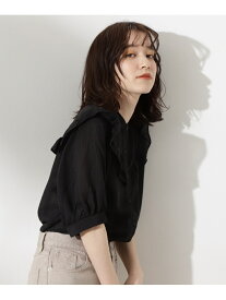 N. Natural Beauty Basic スタンドネックフリルブラウス エヌ ナチュラルビューティーベーシック* トップス シャツ・ブラウス ブラック ホワイト ブルー【送料無料】