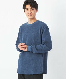 【SALE／50%OFF】UNITED ARROWS green label relaxing ラフメランジ ワッフル クルーネック ロングスリーブ カットソー ユナイテッドアローズ アウトレット トップス カットソー・Tシャツ ホワイト ベージュ ブルー