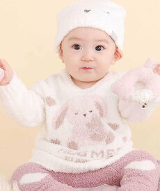 SLAP SLIP BABY 【お揃い】アニマルウサギ恐竜もこもこパッチニットトップス(70~80cm) ベベ オンライン ストア マタニティウェア・ベビー用品 ベビートップス ブルー ホワイト