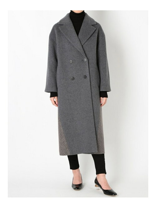 Lagunamoon チェックコンビウールロングコート Rakuten Fashion