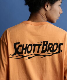 【SALE／30%OFF】Schott SS T-SHIRT 'FIRE SCRIPT'/'ファイア スクリプト' Tシャツ ショット トップス カットソー・Tシャツ ブルー ブラック ホワイト オレンジ