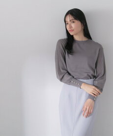 NATURAL BEAUTY BASIC シアースリーブモックネックニット ナチュラルビューティベーシック トップス ニット グレー ホワイト ピンク【送料無料】