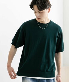 【SALE／27%OFF】SENSE OF PLACE クルーネックニットショートスリーブTシャツ センス オブ プレイス トップス ニット グリーン ブラック ブラウン【送料無料】