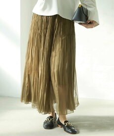 MICHEL KLEIN（小さいサイズ） [小さいサイズ]オーガンジープリーツシアースカート メゾンドゥサンク スカート その他のスカート グリーン ブラウン【送料無料】
