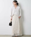 レースストレートロングスカート<大きいサイズ有>シックスタイル