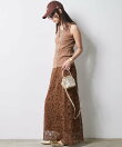 レースストレートロングスカート<大きいサイズ有>シックスタイル
