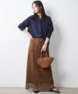 レースストレートロングスカート<大きいサイズ有>シックスタイル