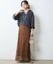 レースストレートロングスカート<大きいサイズ有>シックスタイル
